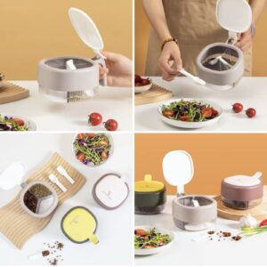 Multi Storage 4 Section Kitchen Spices Lid Box With Spoons pice