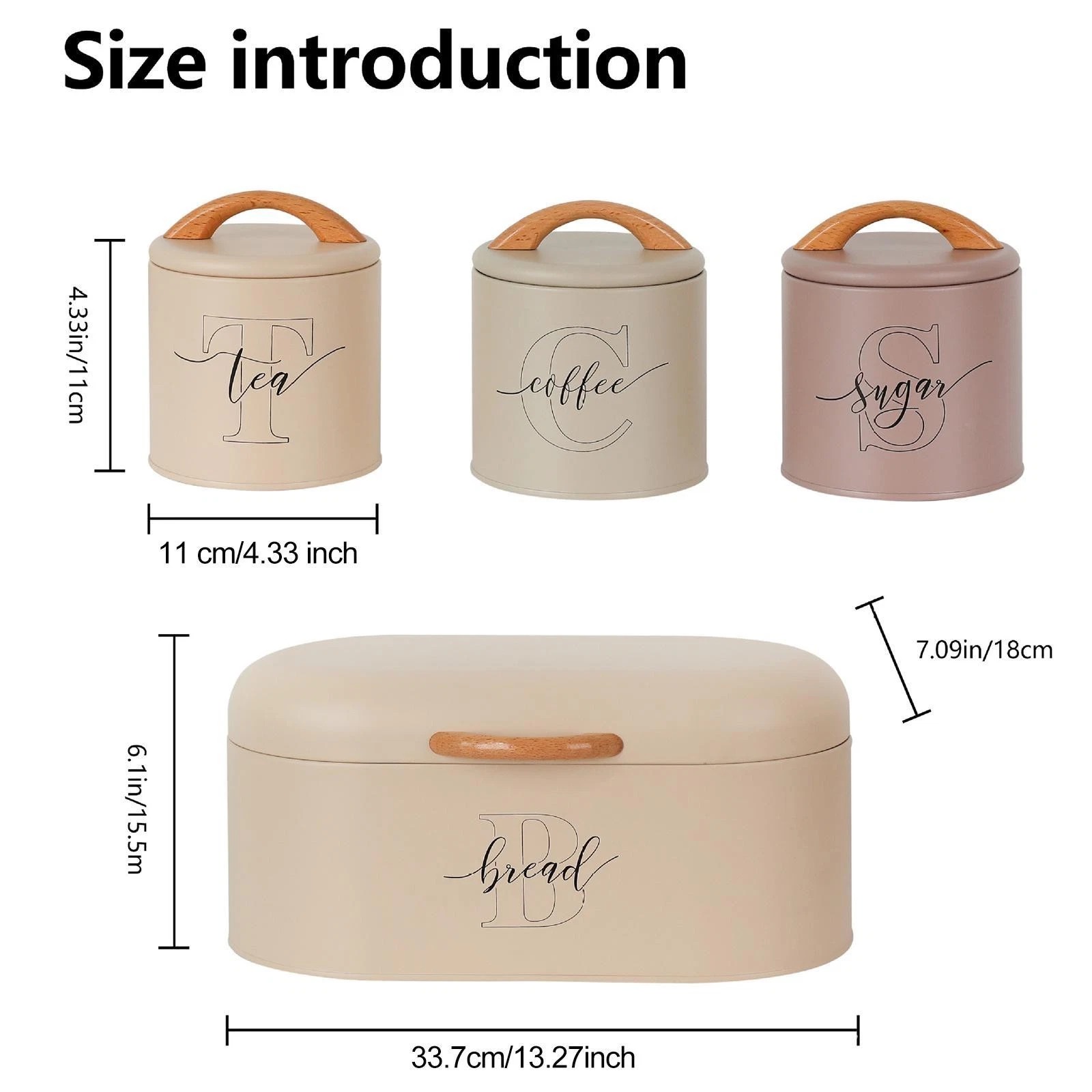 Premium Bread & Kitchen Canister Set (4-Piece) with sugar coffee tea canisters metal pantry countertop